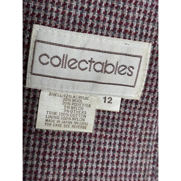 Collectables Blazer Womens 12 Gray Tweed Wool Blend Velvet Collar Made Japan - Picture 3 of 7